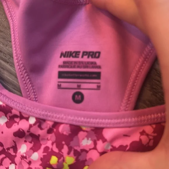 Nike Pro Pink and Yellow Sports Bra - Picture 2 of 3
